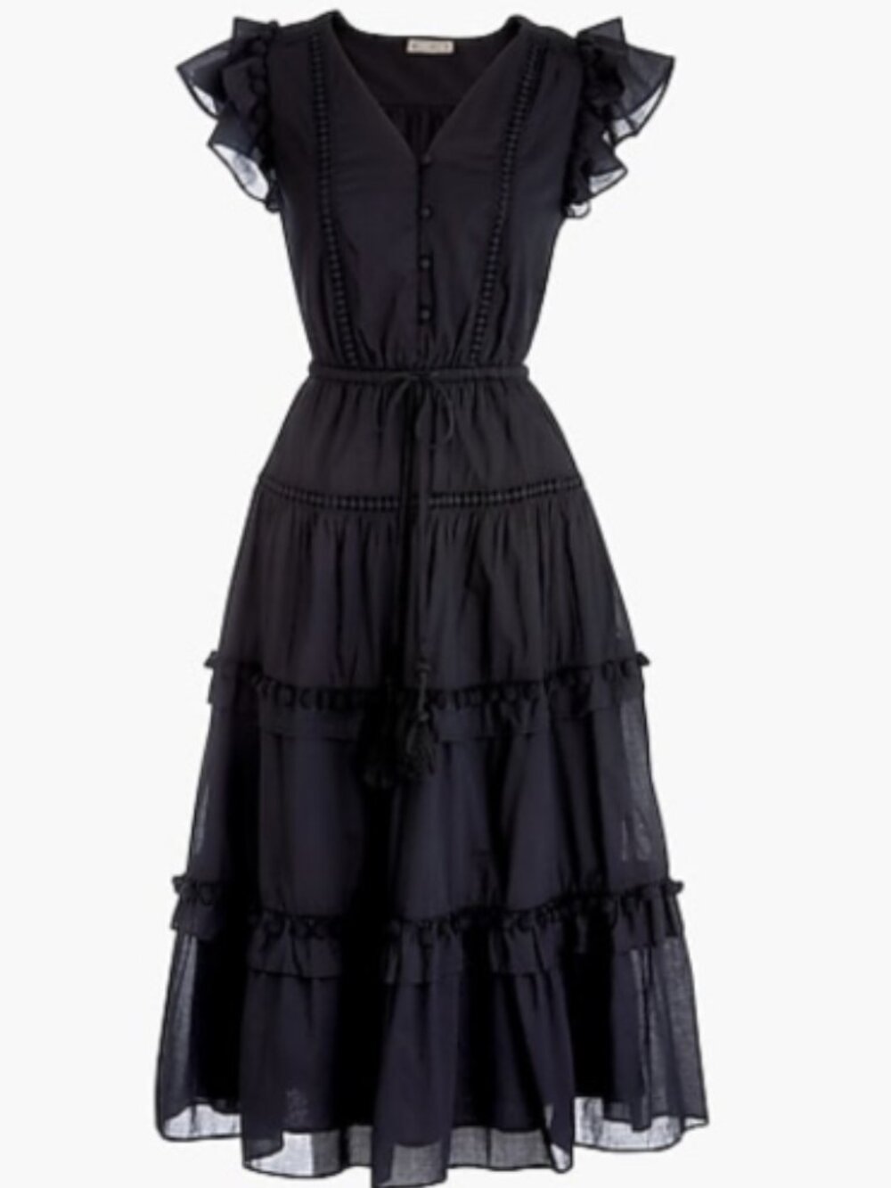 J.Crew Pom-pom dress in cotton voile Size 2 Black A pretty perfect dress